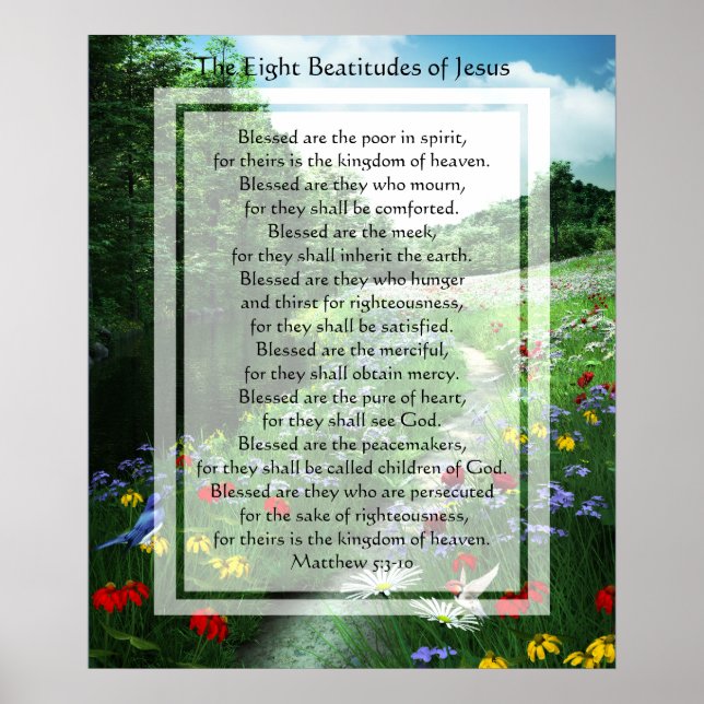 KRW de åtta Beatitudes of Jesus Skriv ut Poster (Framsidan)