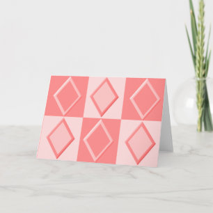 KRW Diamond Mönster Note Cards - Coral Kort