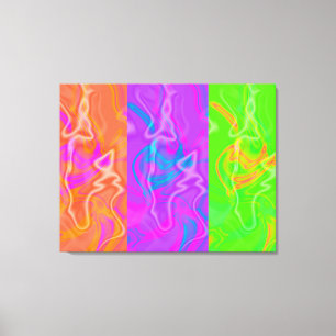 KRW Electric Funk Abstrakt Art Triptych Canvas