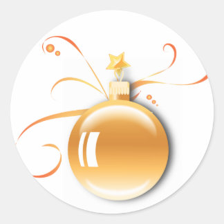 KRW Elegant Season's Greetings Guld Ornament Runt Klistermärke