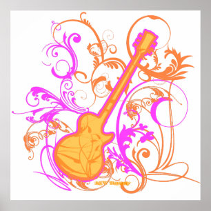 Krw-flicka Grunge för gitarr för sten Poster
