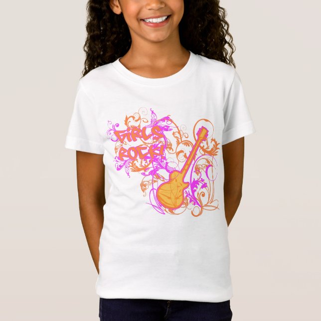 Krw-flicka Grunge för gitarr för sten Tee Shirt (Framsida)
