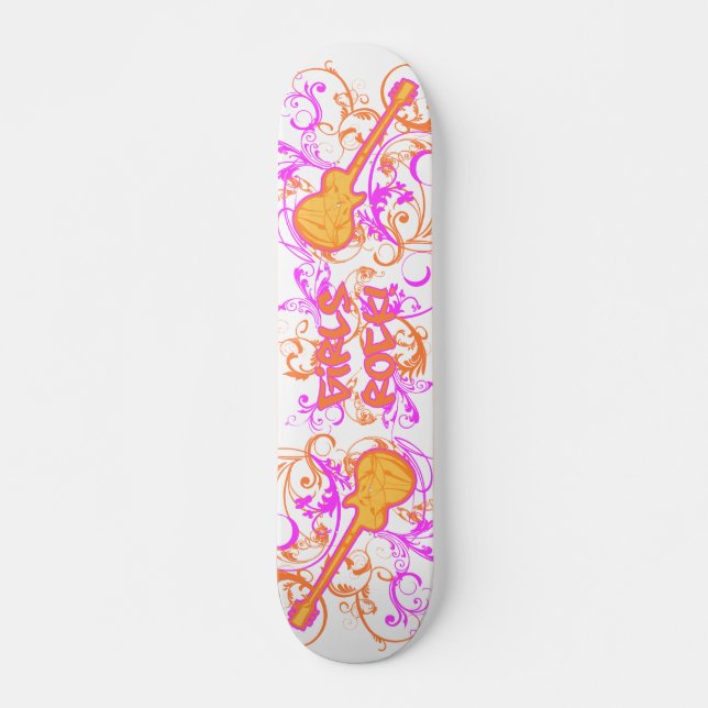 KRW Girls Rock Gitarr Grunge Old School Skateboard Bräda 21,6 Cm (Framsida)