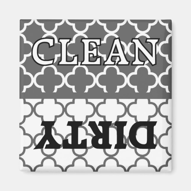 KRW Grått Kitchen Clean och Dirty Dishwasher Magne Magnet (Framsidan)
