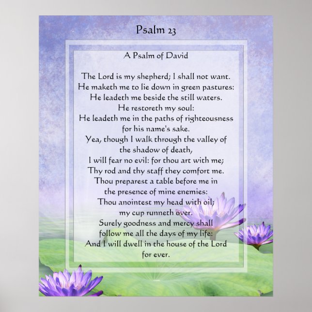KRW Herren är min Shepherd Psalm 23-utskrift Poster (Framsidan)