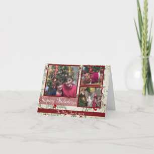 KRW Holly Berry Triple Pic Glad helg Card