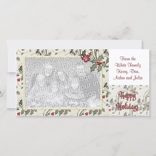 KRW Holly Ram Anpassningsbar Helgdag Photo Card Julkort (Framsida)