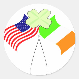 KRW Irish American Flaggor och Shamrock Runt Klistermärke