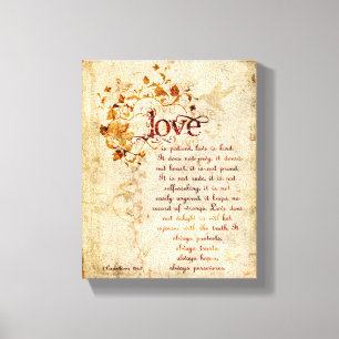 KRW Kärlek är Patientkorinthians Bible Quote Art Canvastryck