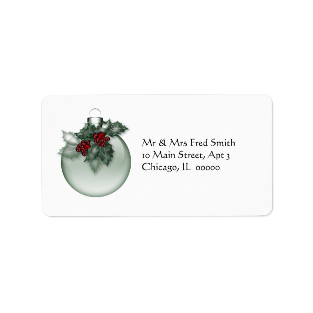 KRW Loely Julafton Ornament med Holly Address Labe Adressetikett (Framsidan)