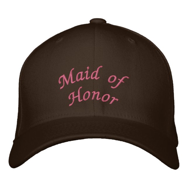 KRW Maid of honor Script Rosa och Brown Broderad Keps (Framsida)