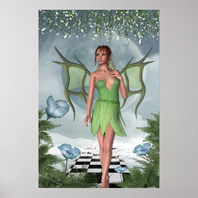 KRW Moonlit Dreams Fairy Fantasy Art Poster (Framsidan)