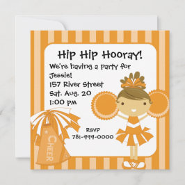 KRW Orange Cheerleader 2 Sided Birthday Inbjudan