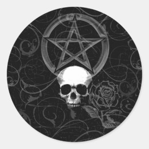 KRW Pagan Grunge Skull Runt Klistermärke