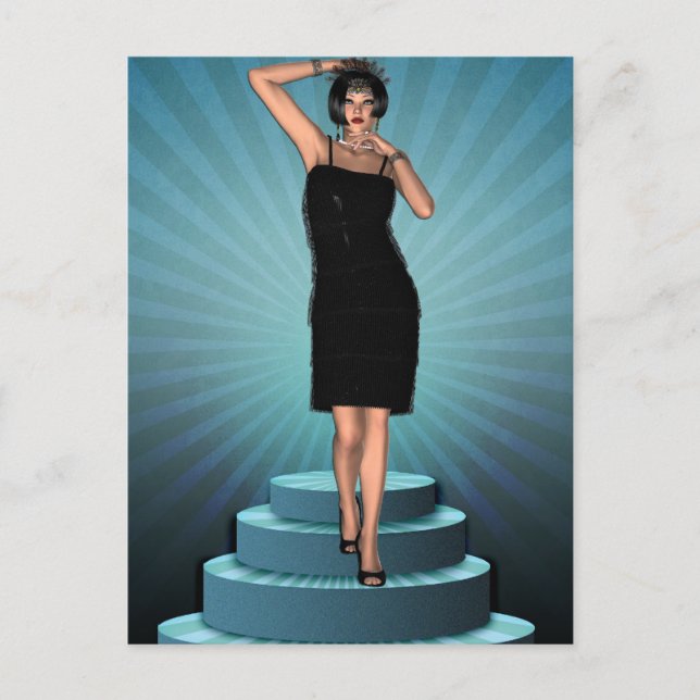 KRW Pending on Ritz Deco Flapper Vykort (Framsida)