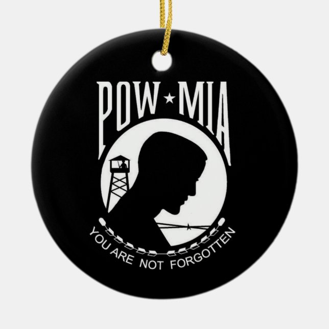 KRW POW/MIA dubblerar sidprydnaden Julgransprydnad Keramik (Framsidan)