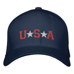 KRW Red White och Blue USA Stars Embroized Broderad Keps