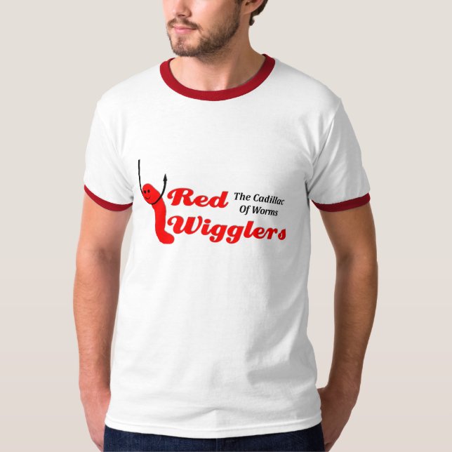 KRW röda Wigglers Cadillacen av maskar Tee Shirt (Framsida)