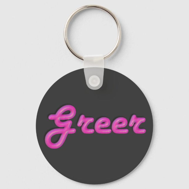 KRW Rosa Neon Namn Keychain - Greer Nyckelring (Framsida)