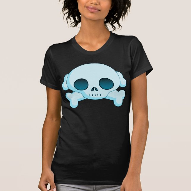 Krw-skalle och Crossbonesblått T Shirt (Framsida)
