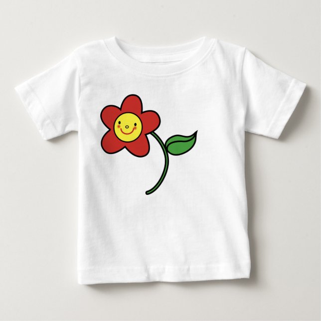 KRW som ler den röda blomman T-shirt (Framsida)