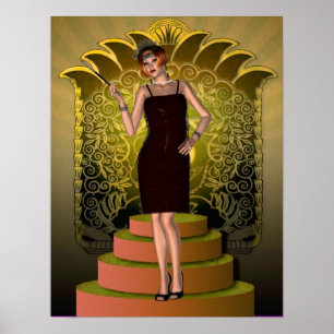 KRW som sätter på den Ritz Deco klaffen II Poster