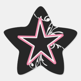 KRW Star och Swirls Rosa och svart Sticker Stjärnformat Klistermärke