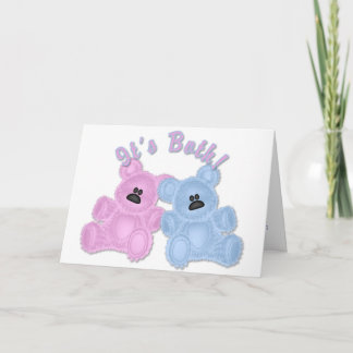 KRW Twin Boy and Girl Bear Baby Shower-inbjudan Inbjudan