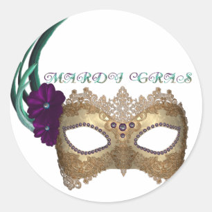 KRW utsmyckade Mardi Gras maskerar Runt Klistermärke