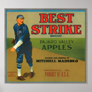 KRW Vintage Best Strejka Apples Låda-etikett Poster