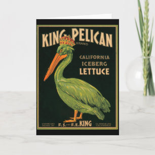 KRW Vintage Kung Pelican Lettuce Låda etikett Kort