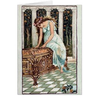 Krw-vintage Pandoras boxas illustrationkortet Hälsningskort