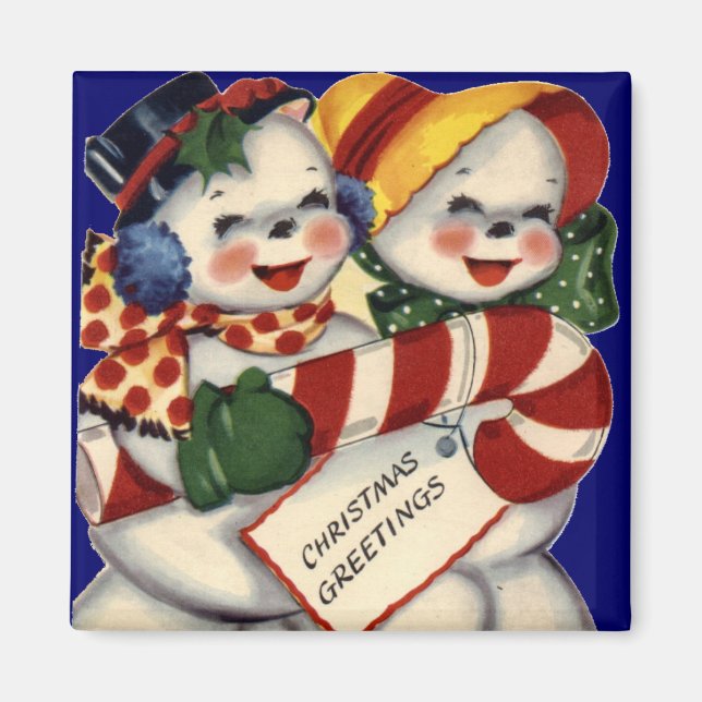 KRW-Vintage Snöpande julgranen Magnet (Framsidan)