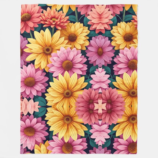 Krya dig med djärva och vackra blommönster fleecefilt (Framsidan)