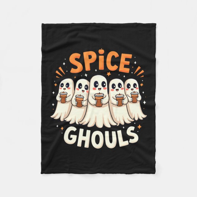 Krydda Ghouls Halloween Spöke Pumpa Fleecefilt (Framsidan)
