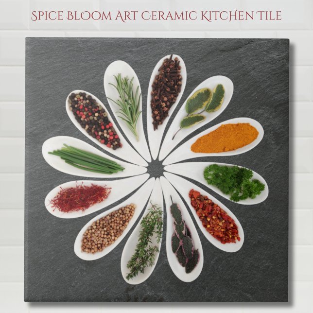 Kryddblom Konst Kök Kakelplatta (Spice Bloom Art Ceramic Kitchen Tile)