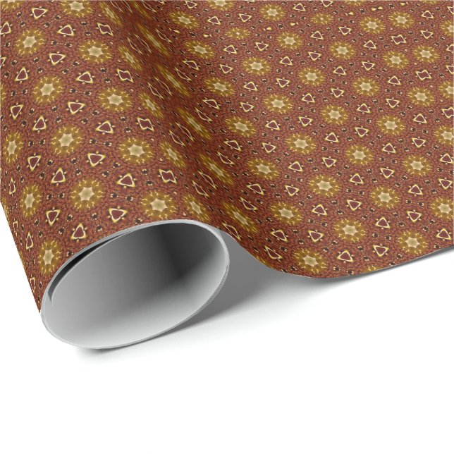Kryddig Brun Gul Masala Mönster Presentpapper (Rullad Hörn)