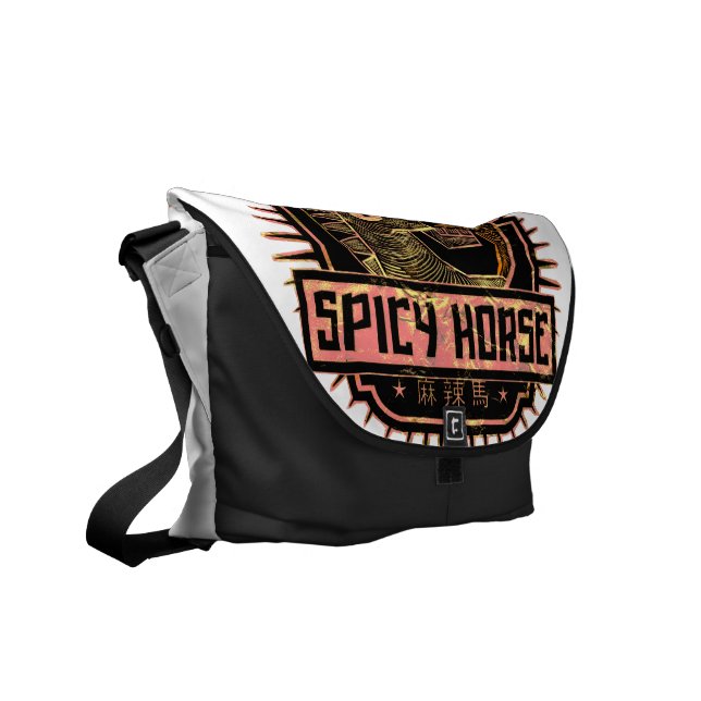 Kryddig hästmessenger bag - mörk messenger bag (Vänstra Framsidan)