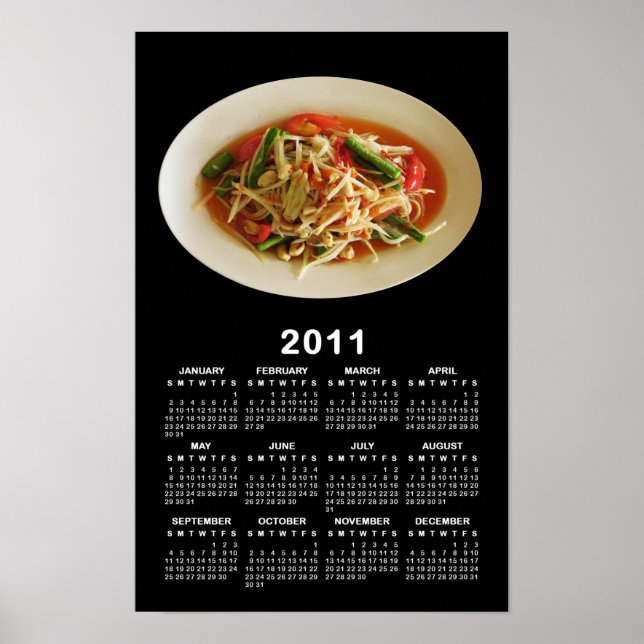 Kryddig Papayasalad [Som Tam] 2011 Kalender Poster (Framsidan)