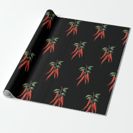 Kryddig röd chilipeppar-mönster presentpapper