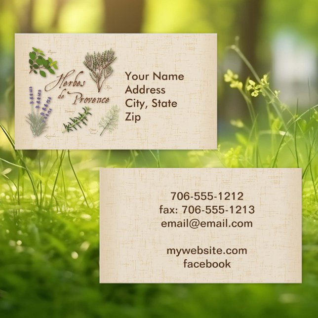 Kryddor från Provence Visitenkort Visitkort (Herbes de Provence Business Card. Personalize with your custom text. )