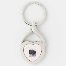 Kryddros hjärta husdjur foto med tassavtryck twisted heart silverfärgad nyckelring