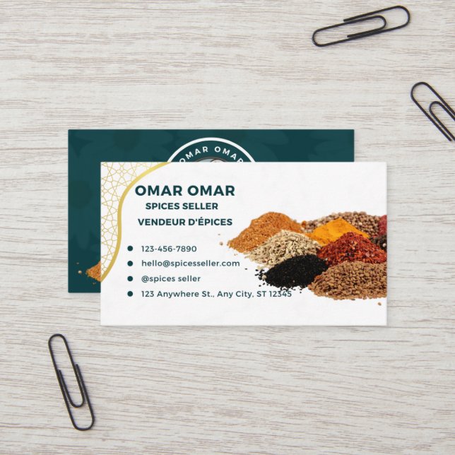 kryddsäljare - vendeur d'épices visitkort (Fram/Back In Situ)