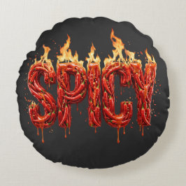Kryddstark Chilipeppar Eld Typografi Mat Matlagnin Rund Kudde