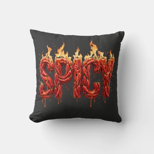 Kryddstark Chilipeppar Eld Typografi Matlovers Var Kudde (Framsida)
