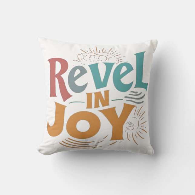 Krymma glädjen: Flerfärgad Firande T-Shirt Kudde (Framsida)