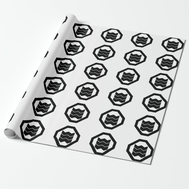 Krympformad Kanji för tre på bricka Presentpapper (Utrullad)