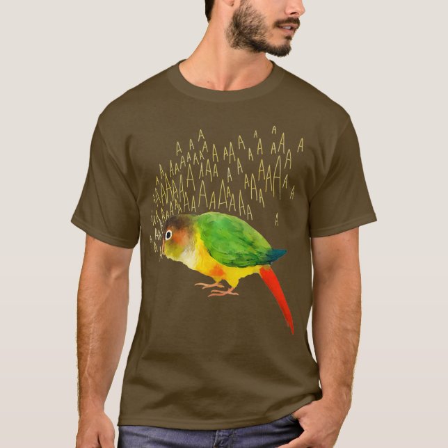 Krympning av Gult Grönt Cheek Conure T Shirt (Framsida)