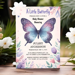 Kryp Boho Soft Glow Live Butterfly Baby Shower Inbjudningar
