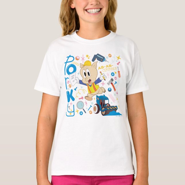 KRYP BUNNY BUILDERS™| Porky Gris Work Verktyg T Shirt (Framsida)